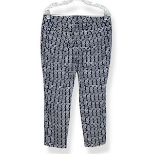 J‎ Crew Cafe Capri Pants Womens Size 8 Navy Blue White